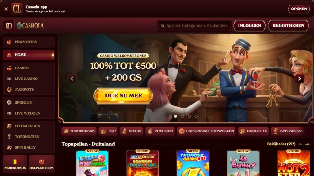 screenshot van casoola belgie